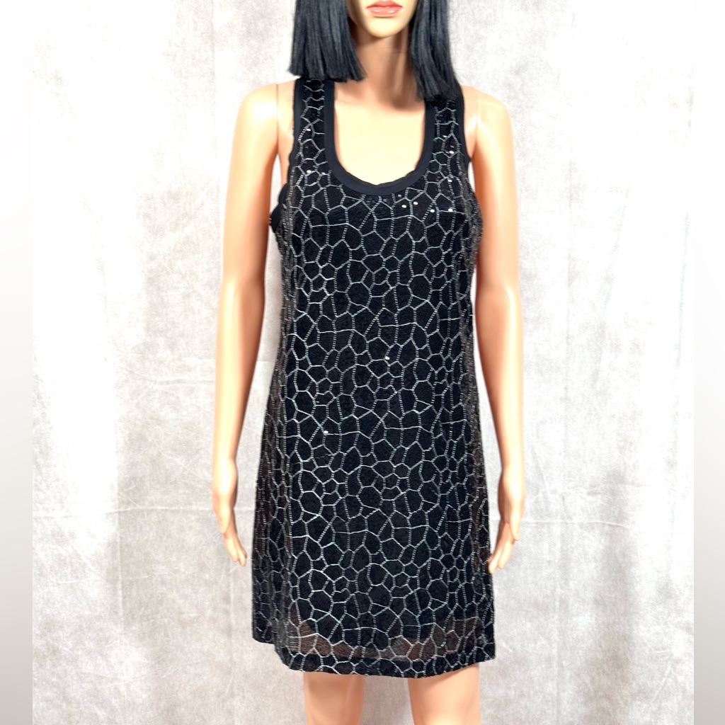 Nwt - Ali Ro Black Sequined Sheath Midi Dress